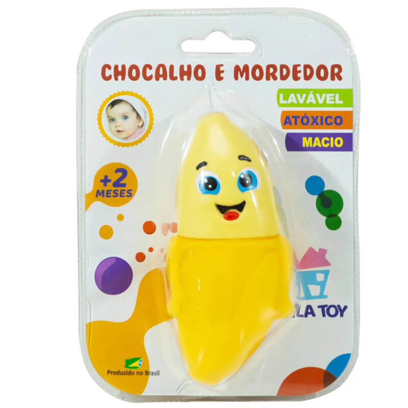 Mordedor E Chocalho Bebê Vila Toy Banana