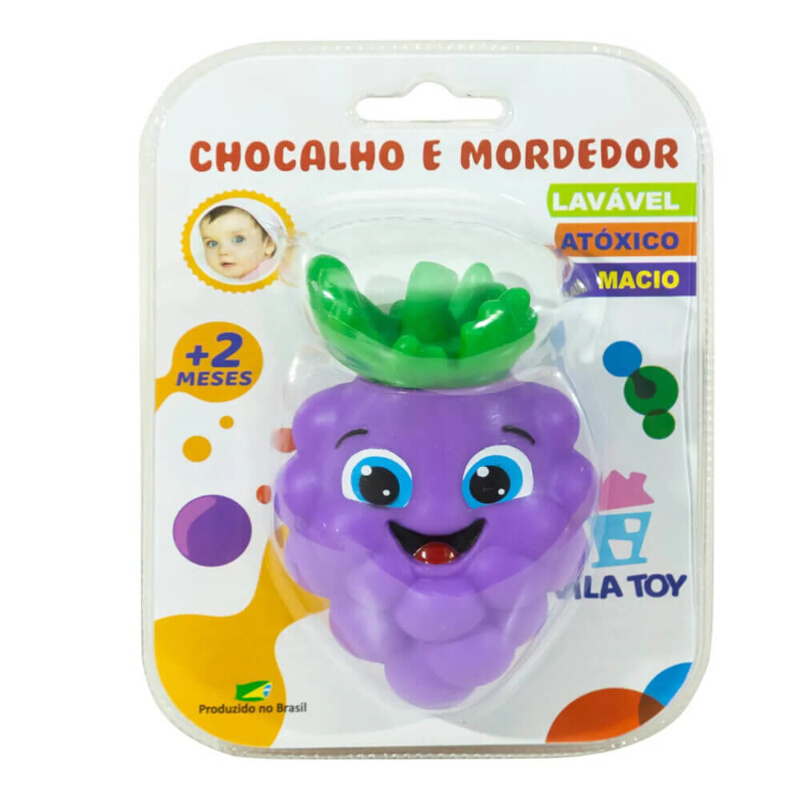 Mordedor E Chocalho Bebê Vila Toy Uva