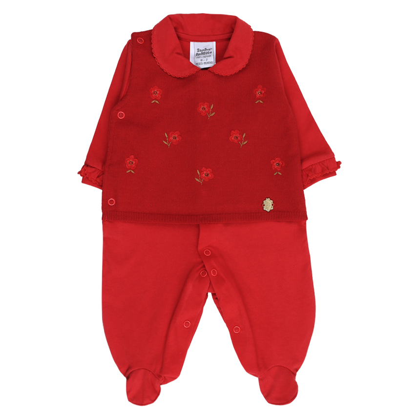 Saída Maternidade Sonho Mágico Bordado Flores  02 Peças