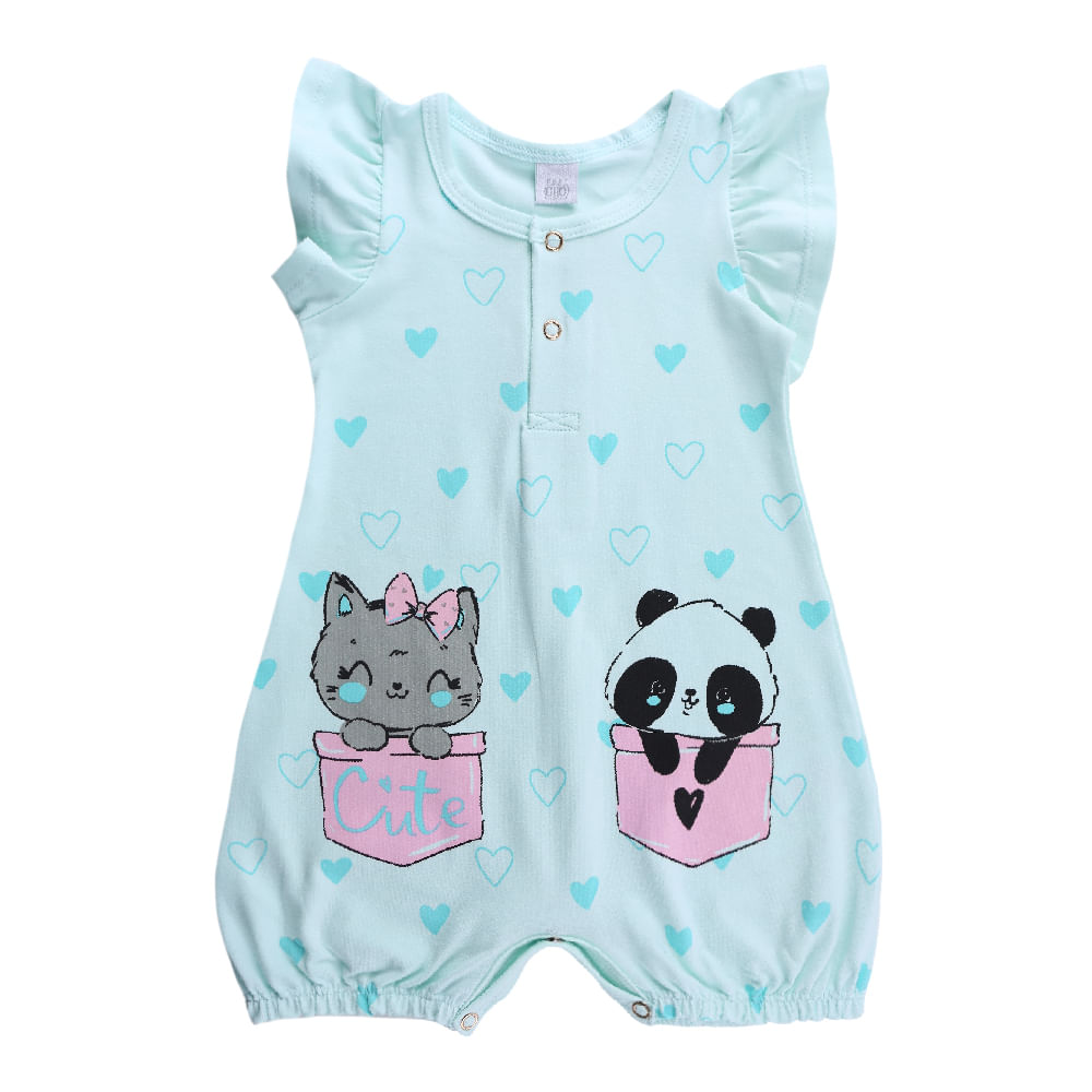 Macacão Curto Baby Gijo Estampa Coração