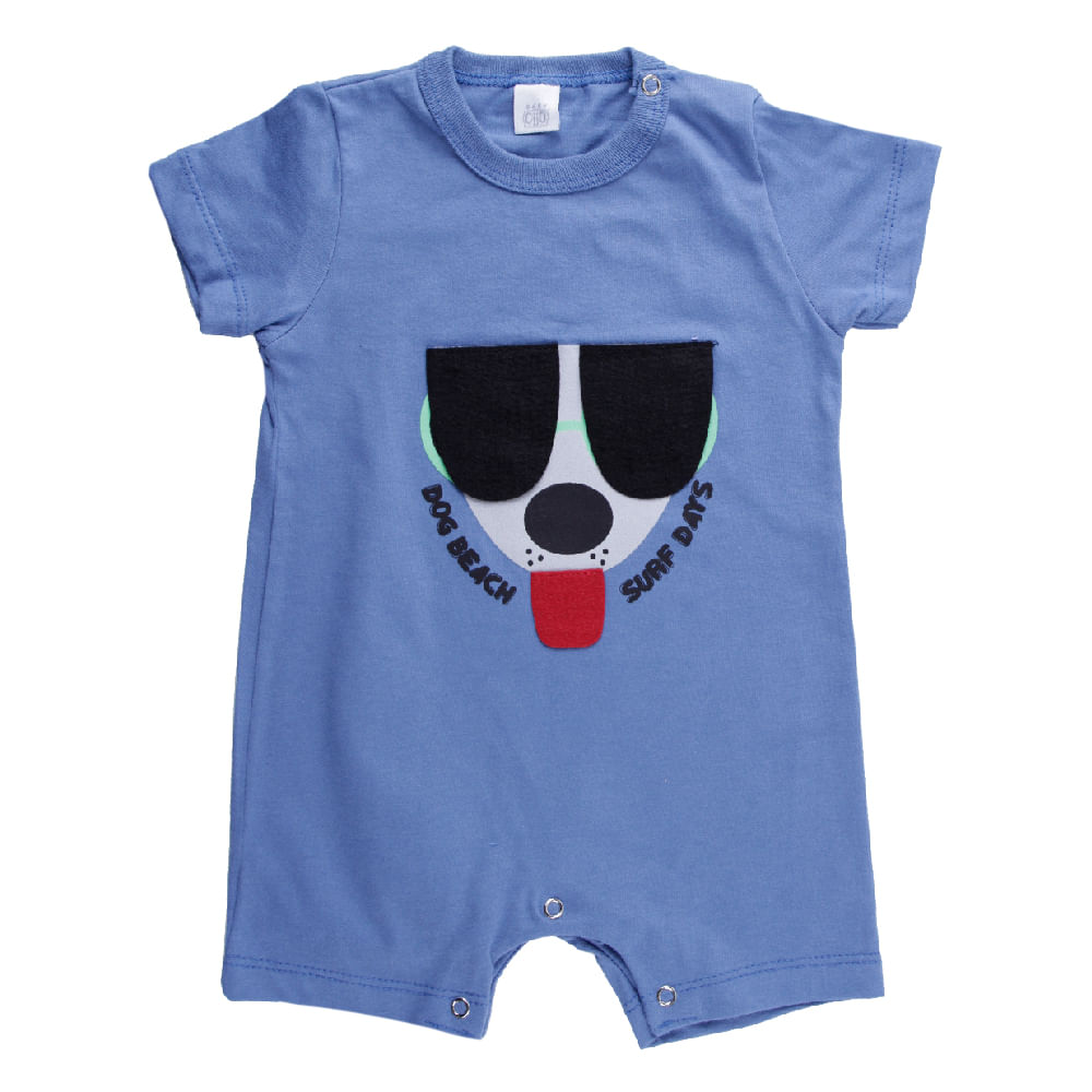 Macacão Curto Baby Gijo Estampa Dog Beach