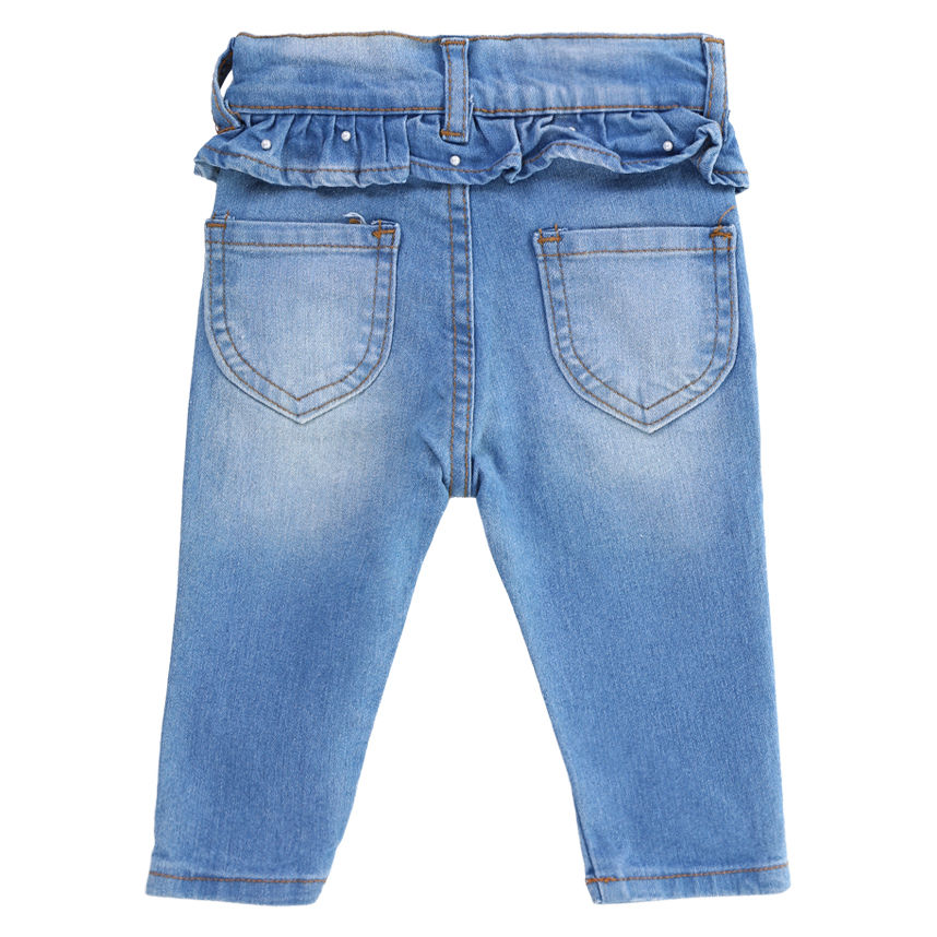 Calça Jeans Bebê Baby Gijo Lycra Com Aplicação De Pérolas