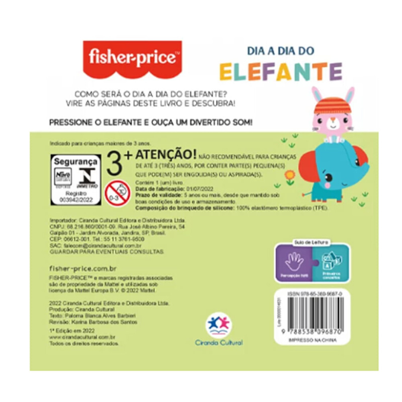 Livro De Banho Ciranda Cultural Elefante