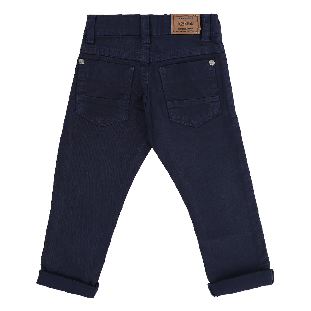 Calça Slim Fit Infantil Kookabu Em Sarja Com Barra Virada