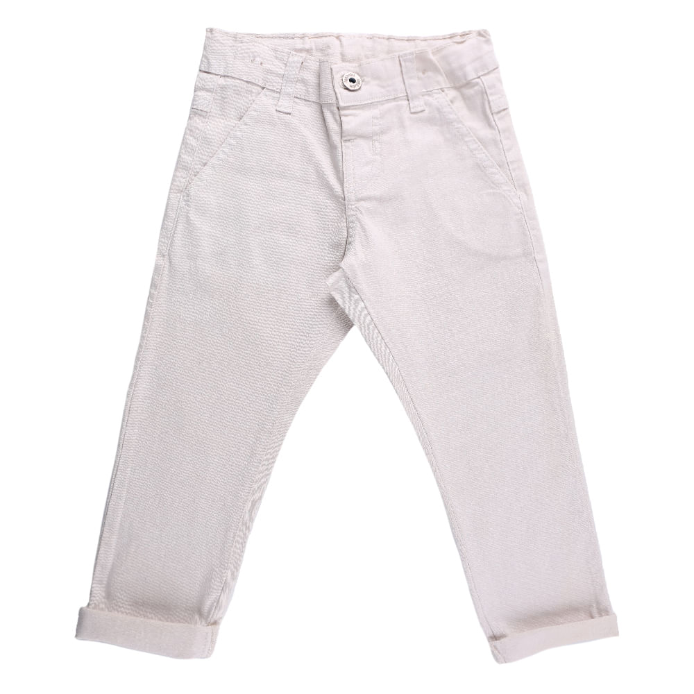 Calça Slim Fit Infantil Kookabu Em Sarja Com Barra Virada