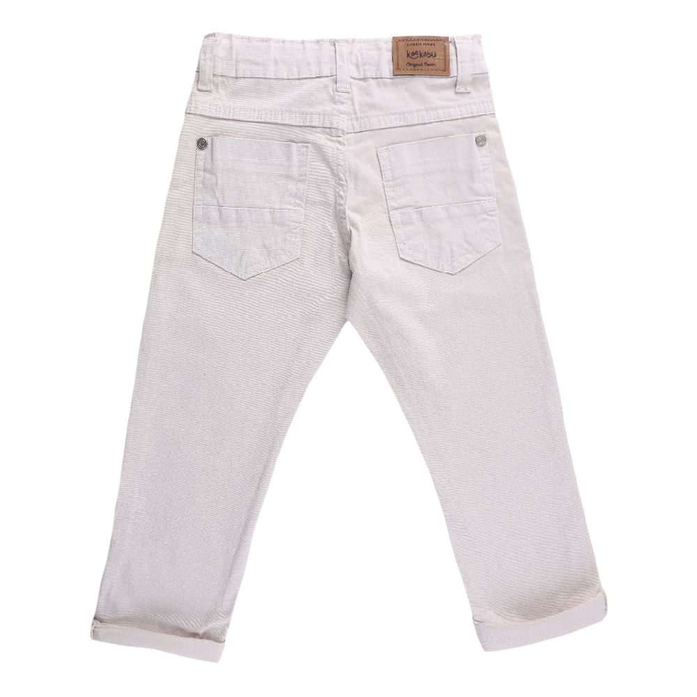 Calça Slim Fit Infantil Kookabu Em Sarja Com Barra Virada