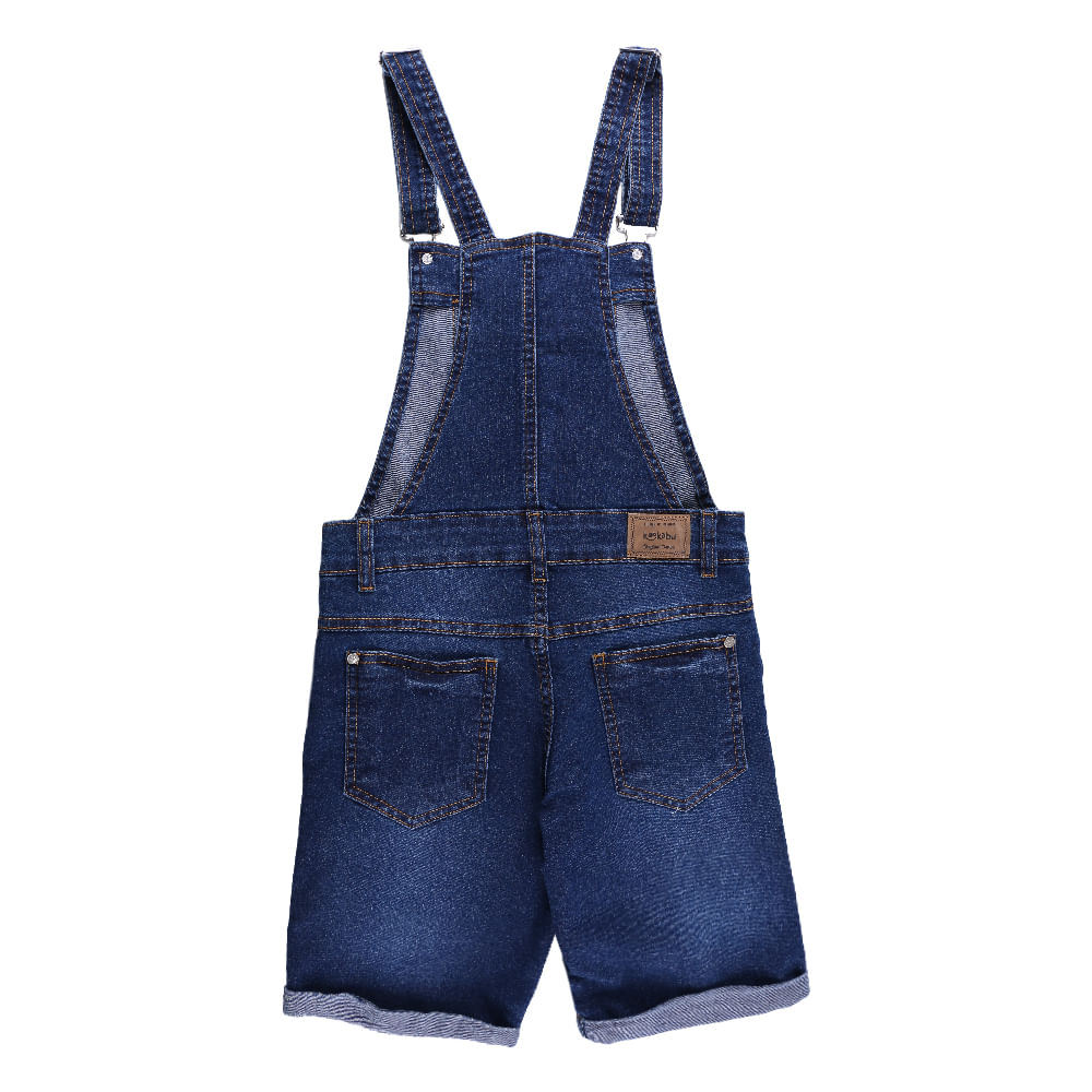 Jardineira Jeans Infantil Kookabu Com Barra Virada E Bolso