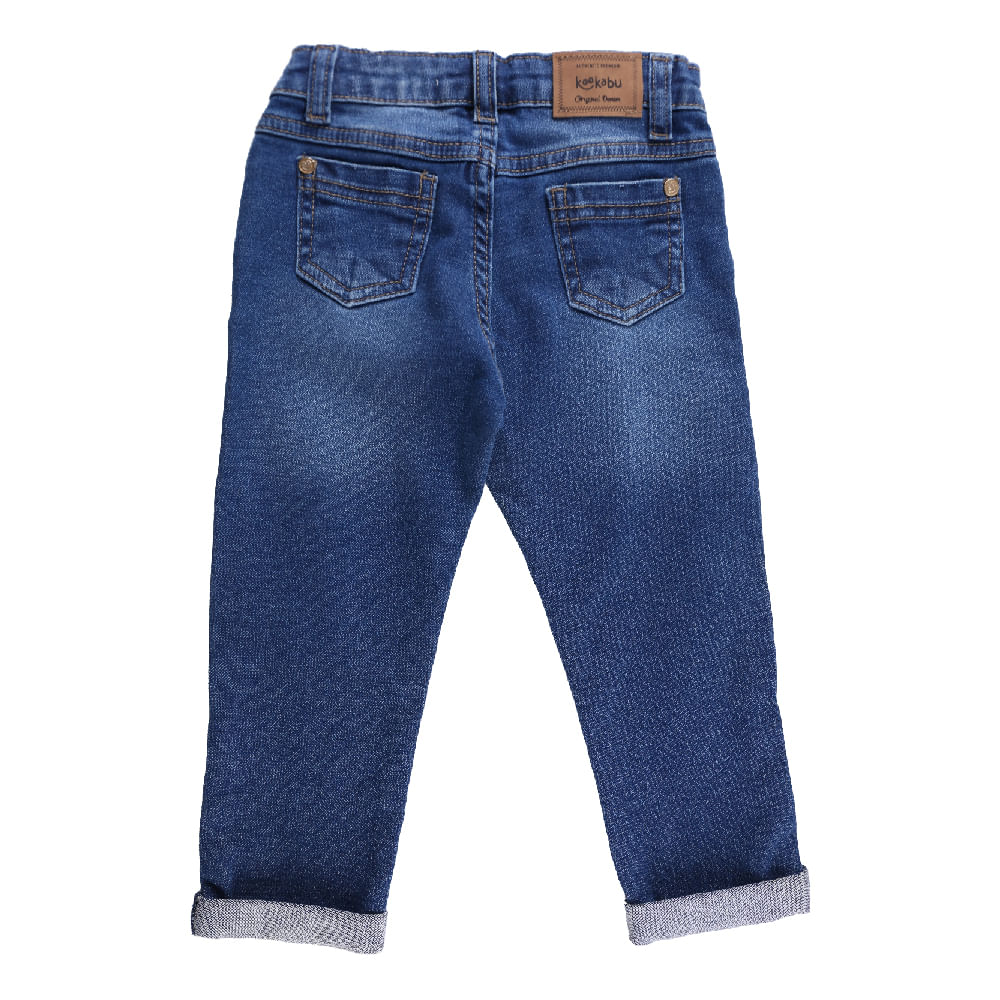 Calça Jeans Infantil Kookabu Com Bigode E Barra Virada