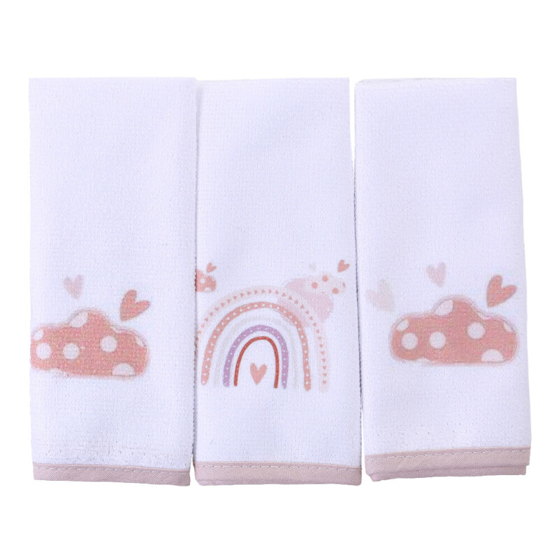 Kit Pano De Boca Art Bebê Arco-Íris - 3 Peças