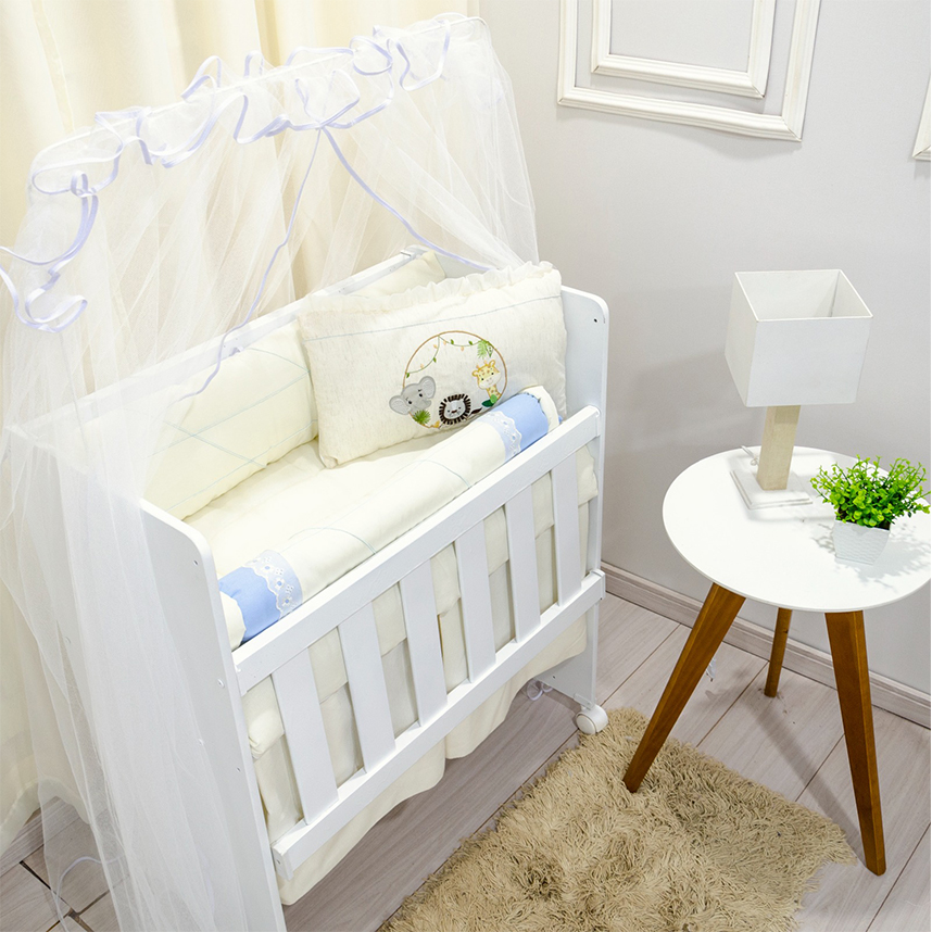 Kit Berço Balu Baby Mini Berço Amiguinhos Da Selva - 7 Peças