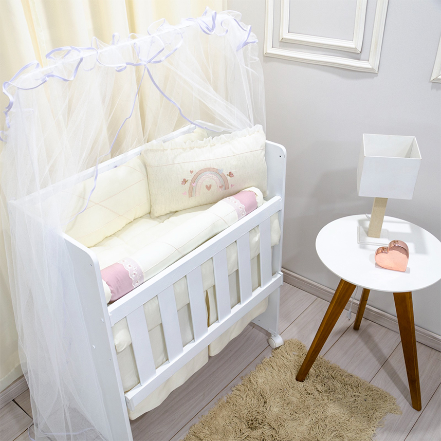 Kit Berço Balu Baby Mini Berço Céu De Amor - 7 Peças