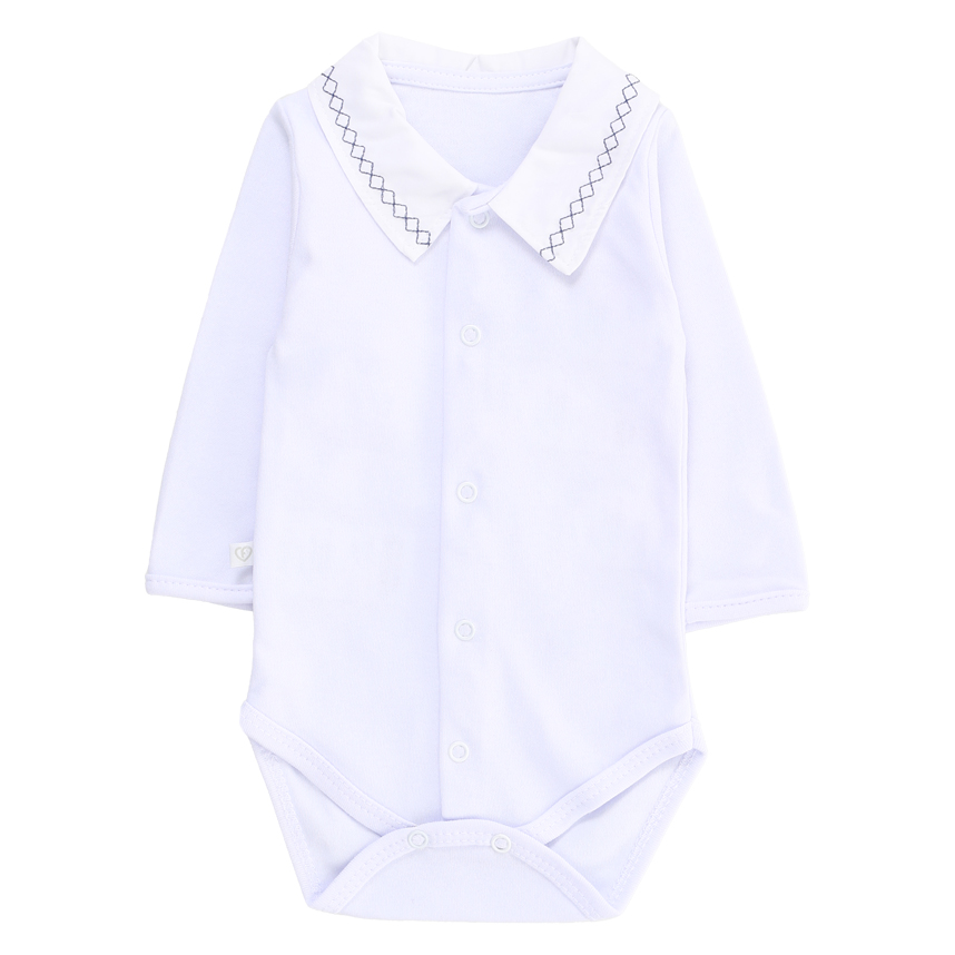Body Bebê Fofinho Manga Longa Suedine Gola Bordada Body Bebê Fofinho Manga Longa Suedine Gola Bordada