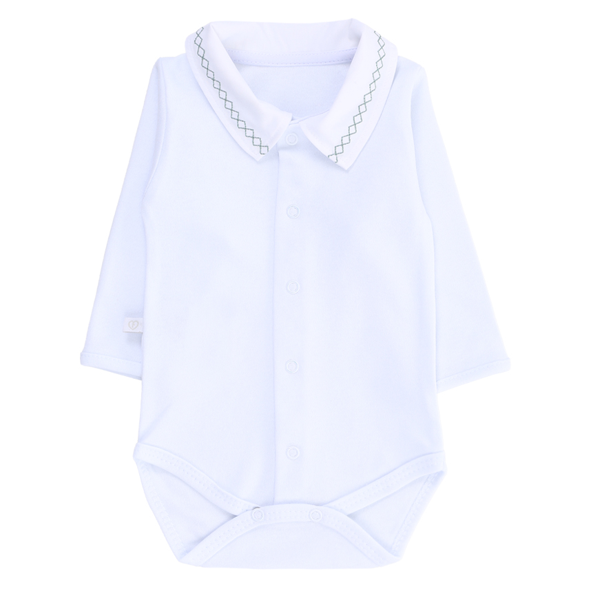 Body Bebê Fofinho Manga Longa Suedine Gola Bordada