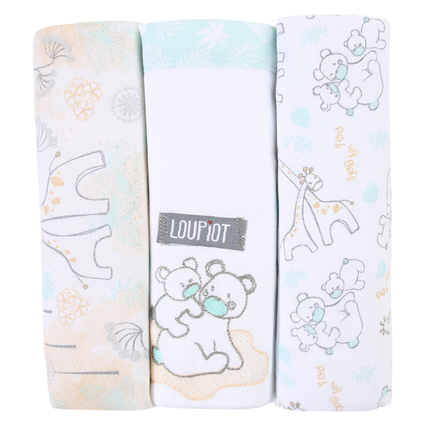 Kit Cueiro Loupiot Temas Rolinhos Safari - 3 Peças Kit Cueiro Loupiot Temas Rolinhos Safari - 3 Peças