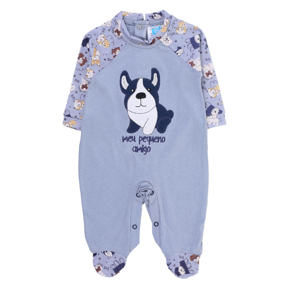 Macacão Longo Bebê Din Don Bordado Dog