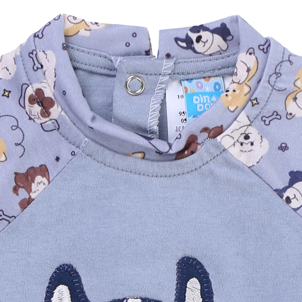 Macacão Longo Bebê Din Don Bordado Dog