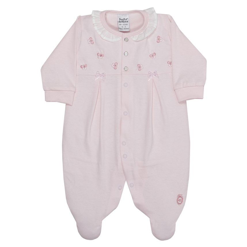 Macacão Longo Bebê Sonho Mágico Malha Borboletas