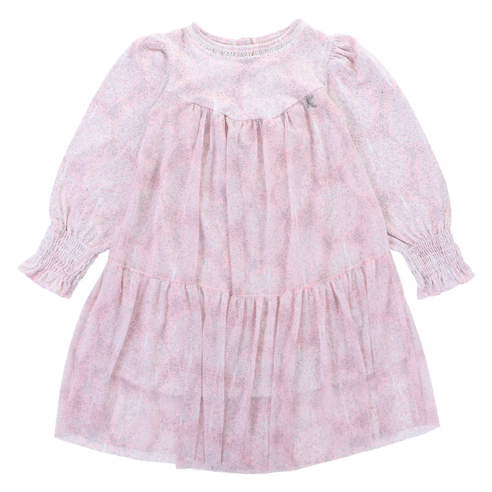 Vestido Infantil Kiki Midi Em Jacquard E Tule Estampado