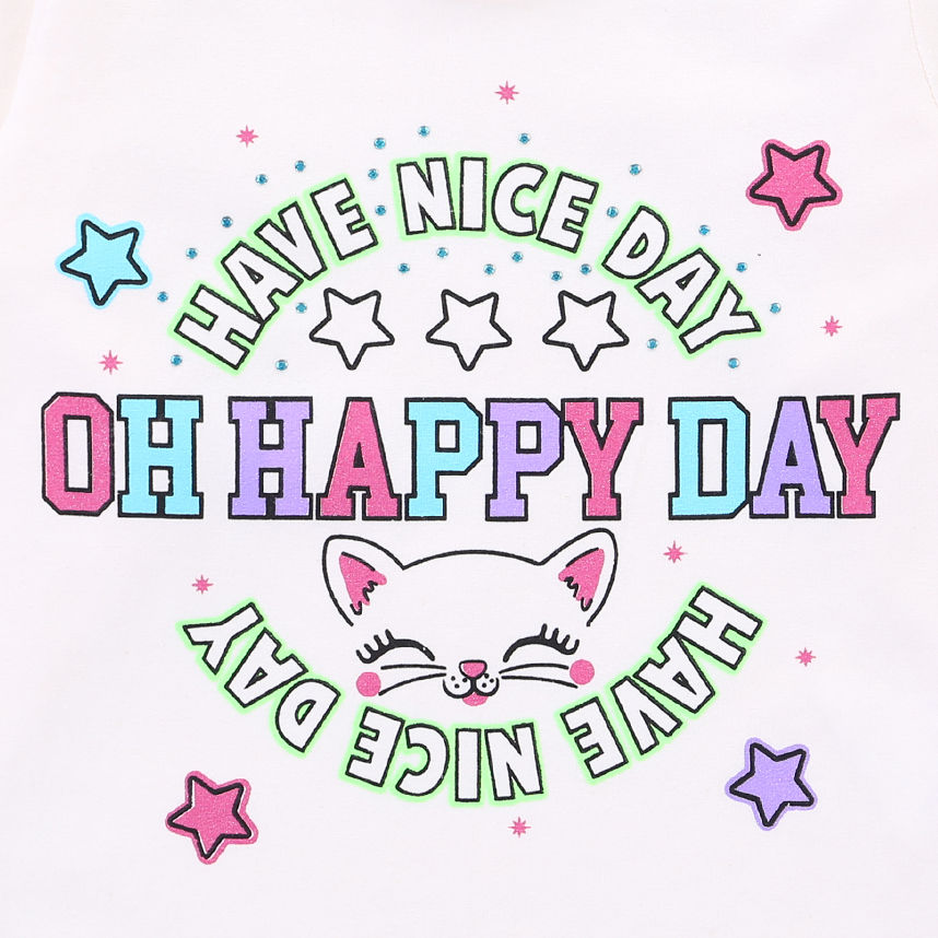 Blusa Infantil Color Mini Manga Longa Estampa Happy Day