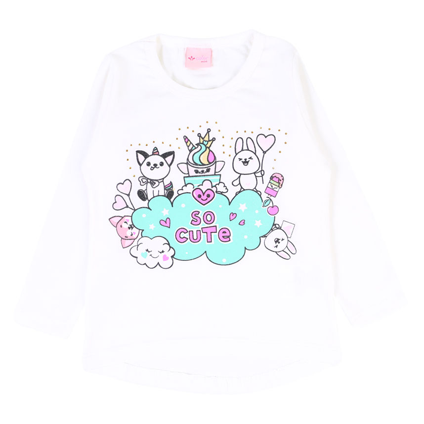 Blusa Infantil Color Mini Manga Longa Estampa So Cute