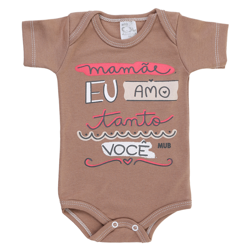 Kit Body Manga Curta Bebê Mub Estampa Família - 3 Peças