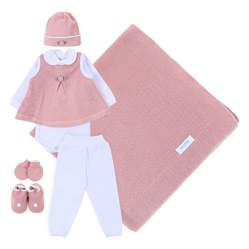 Saída De Maternidade Sanches Menina Em Acrílico - 7 Peças