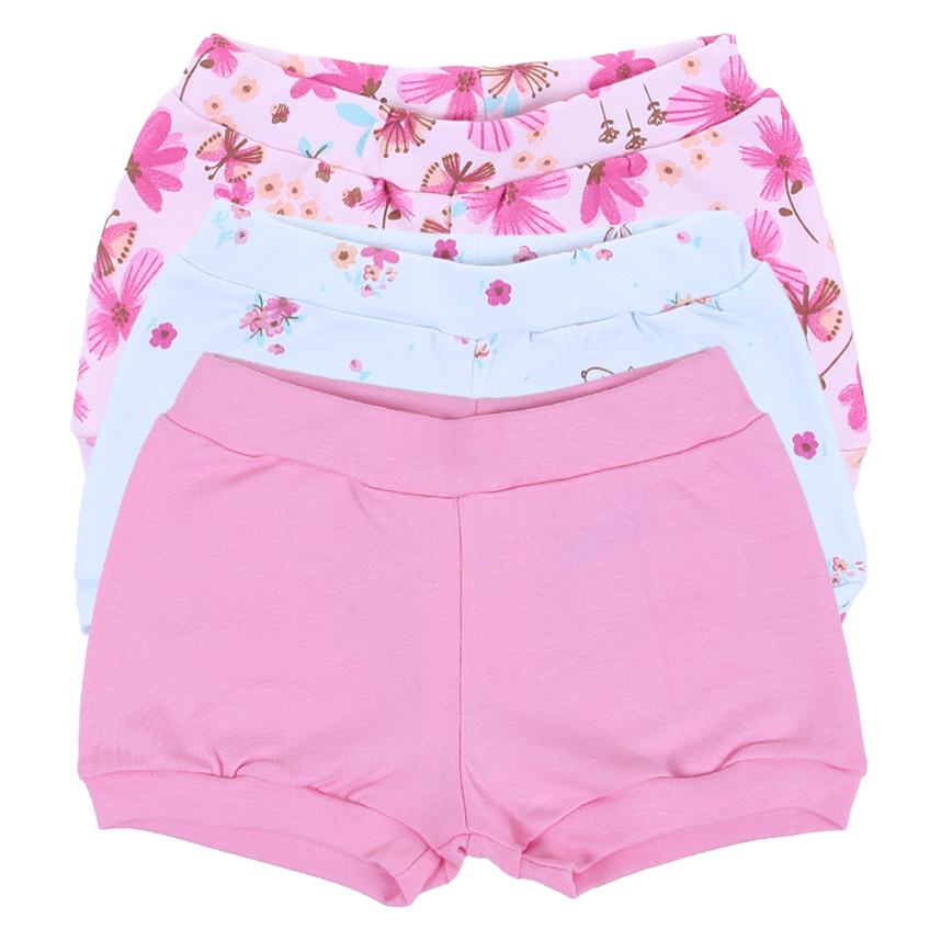 Kit Short Bebê Kiko Baby Suedine Estampa E Bordado - 3 Peças