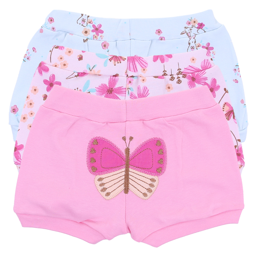 Kit Short Bebê Kiko Baby Suedine Estampa E Bordado - 3 Peças