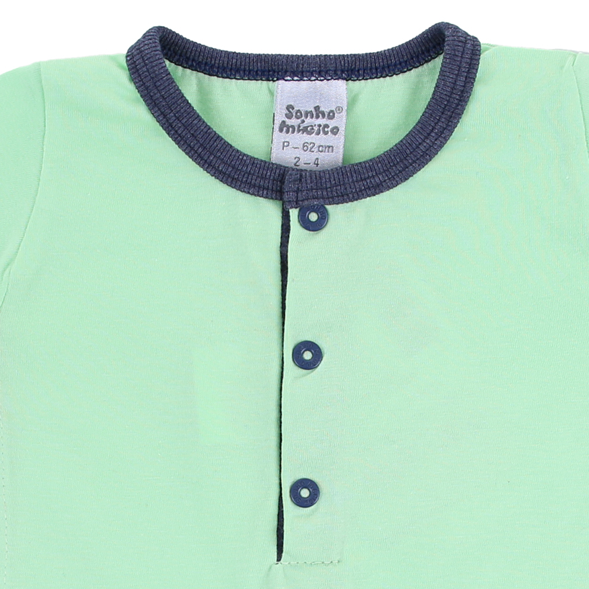 Macacão Curto Bebê Sonho Mágico Malha Bordado Jacaré