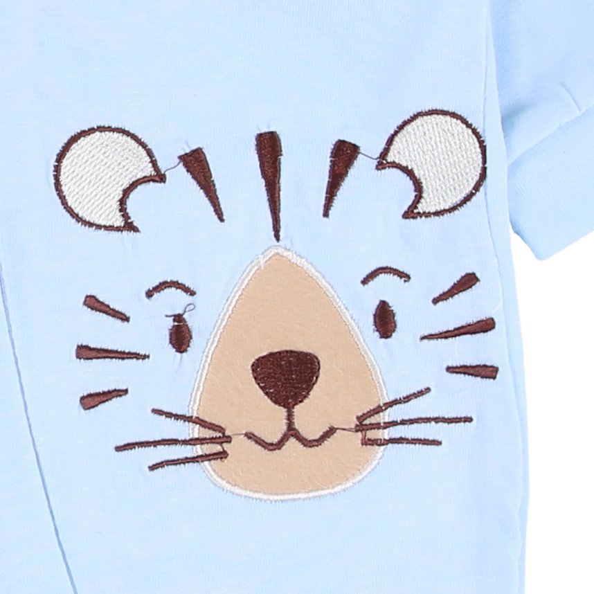 Macacão Longo Bebê Baby Bee Com Zíper E Bordado De Tigre