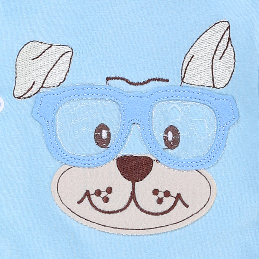 Macacão Longo Bebê Baby Bee Com Botão E Bordado Cachorrinho