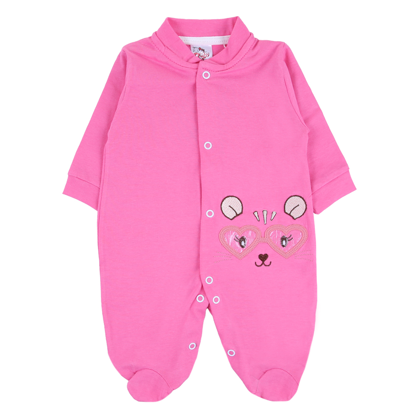 Macacão Longo Bebê Baby Bee Com Botão E Bordado Ursinha