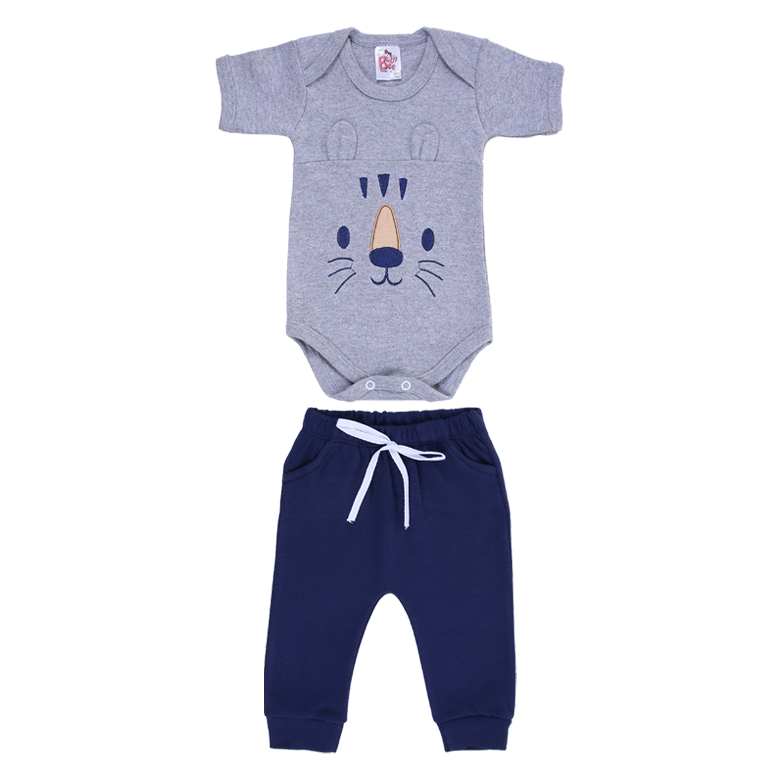 Conjunto Bebê Baby Bee Bordado Tigre Orelhinhas