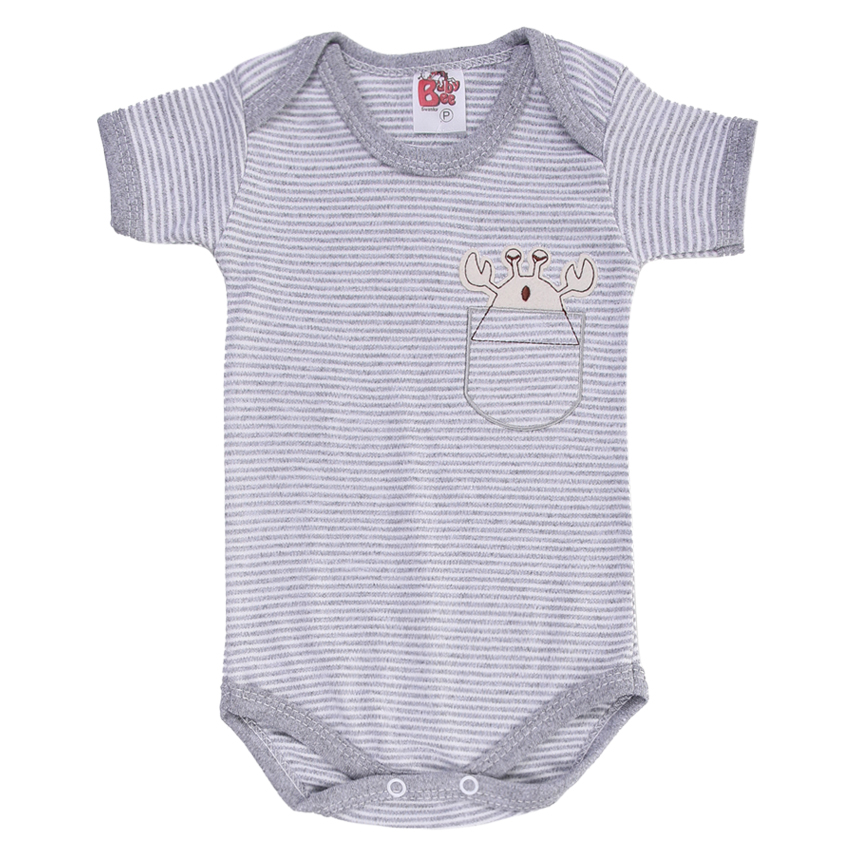Conjunto Bebê Baby Bee Listrado Com Bordado Caranguejo