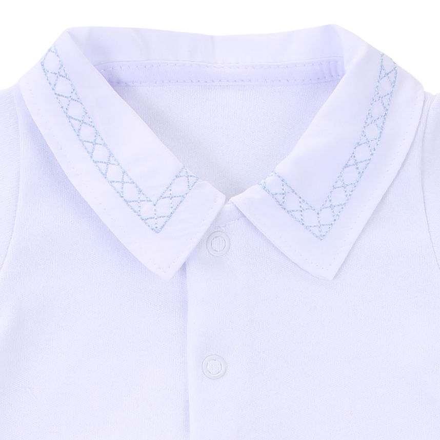 Body Bebê Fofinho Manga Curta Gola Bordada Em Suedine Body Bebê Fofinho Manga Curta Gola Bordada Em Suedine