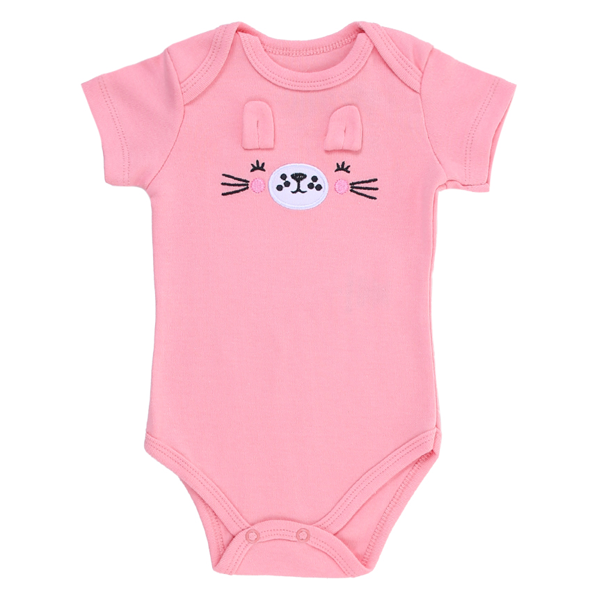 Conjunto Bebê Iaze Body Manga Curta Bordado Gatinho