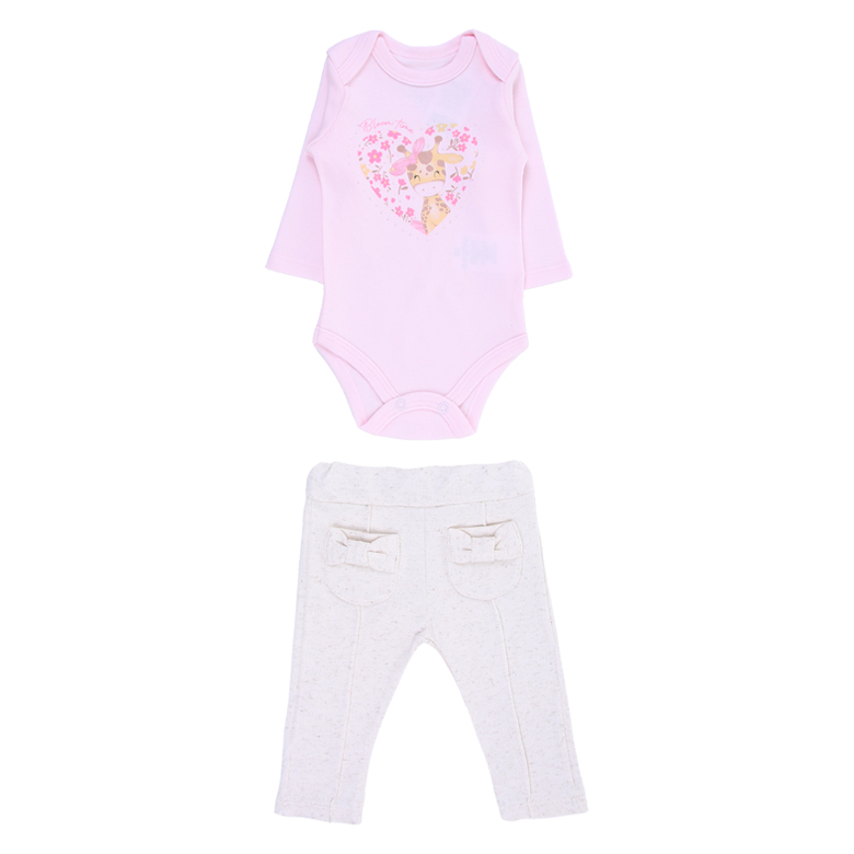 Conjunto Bebê Iaze Body Manga Longa Estampa Girafa