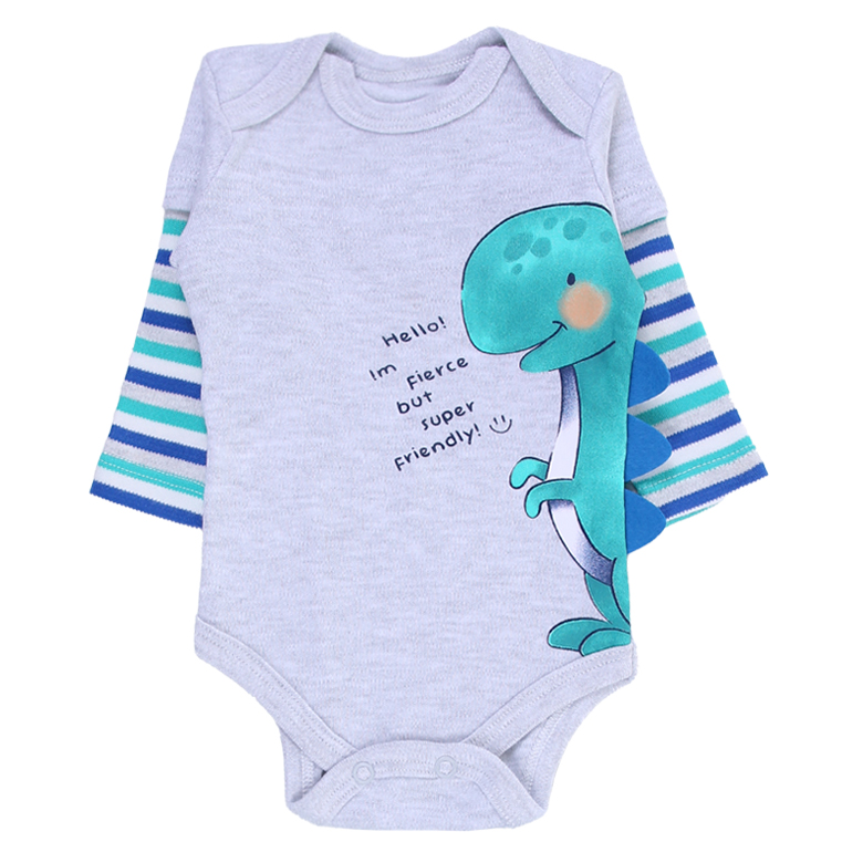 Conjunto Bebê Iaze Body Manga Longa Estampa Dinossauro