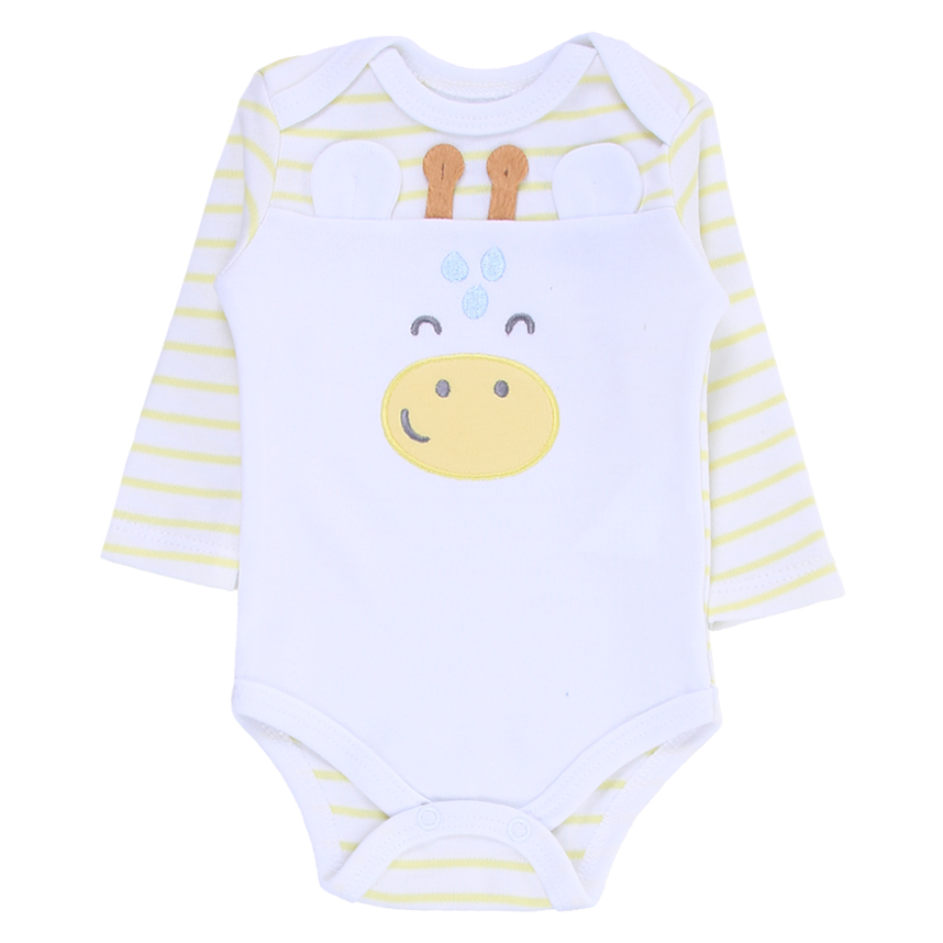 Conjunto Bebê Iaze Body Manga Longa Bordado Girafa