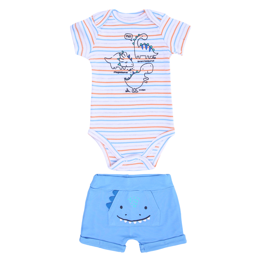 Conjunto Bebê Iaze Body Manga Curta Estampa Dinossauros