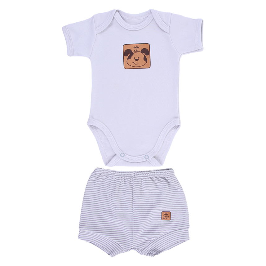 Conjunto Bebê Baby Best Em Algodão Fio 40 Body Manga Curta