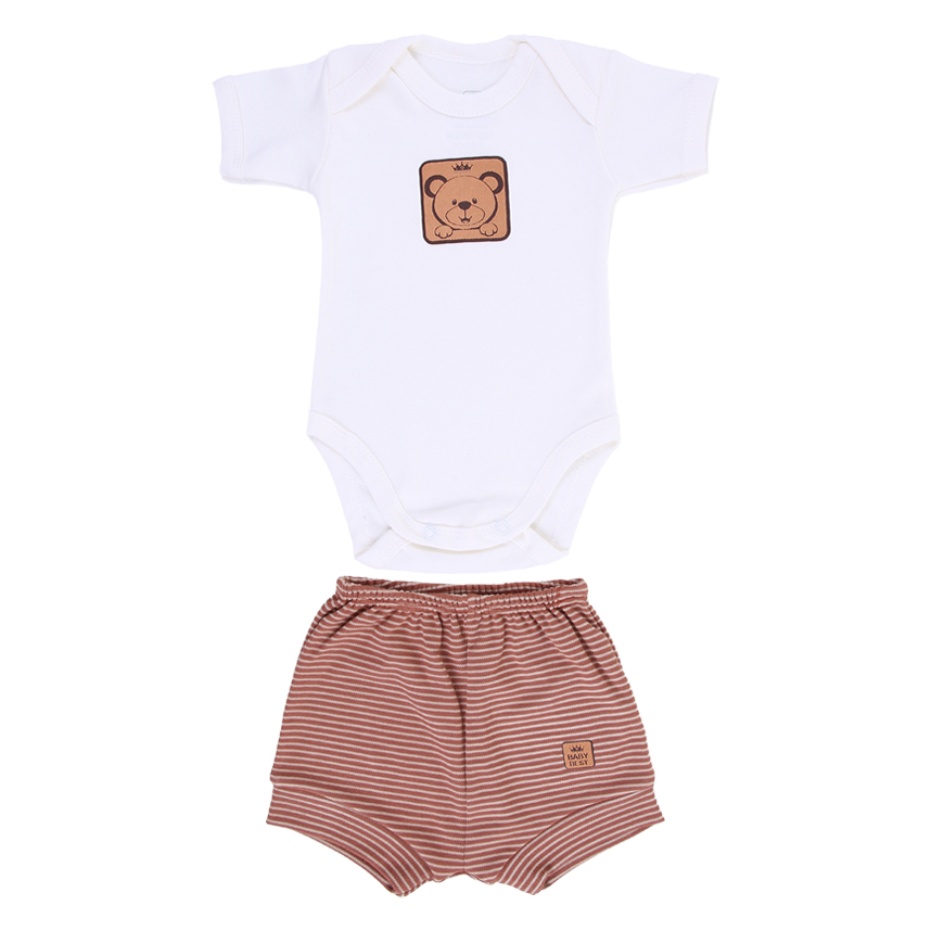 Conjunto Bebê Baby Best Em Algodão Fio 40 Body Manga Curta