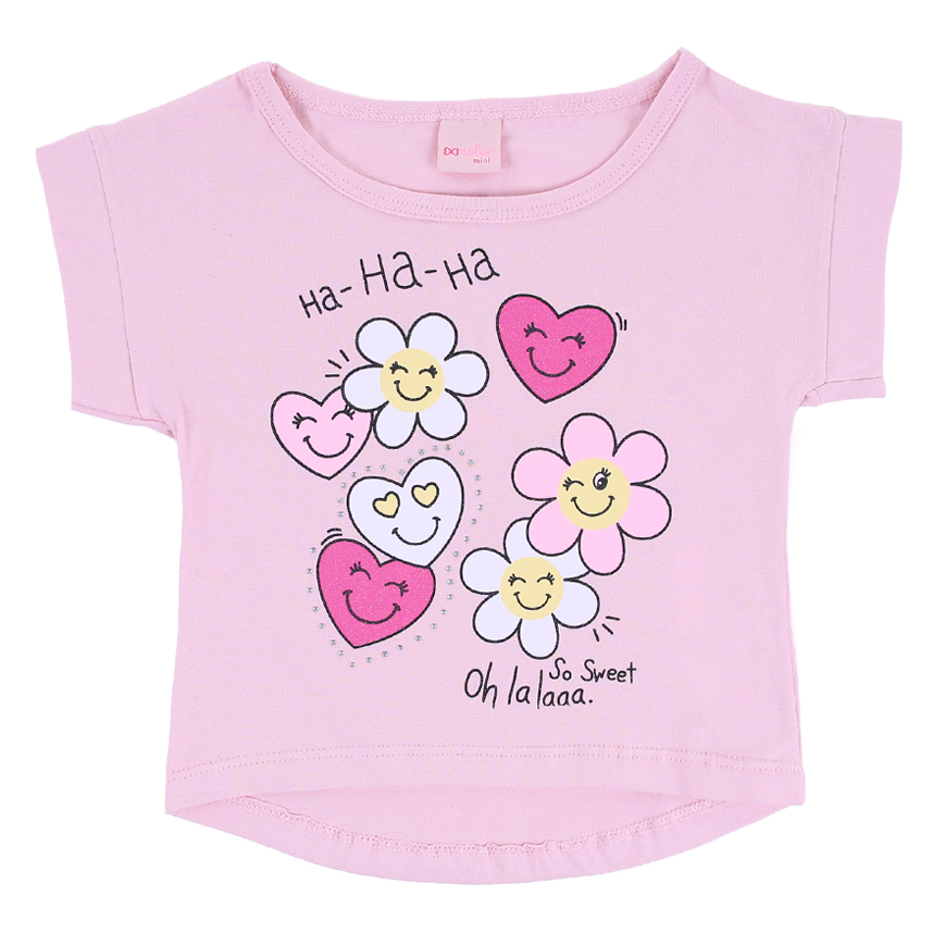 Blusa Infantil Color Mini Manga Japonesa Estampa Com Strass