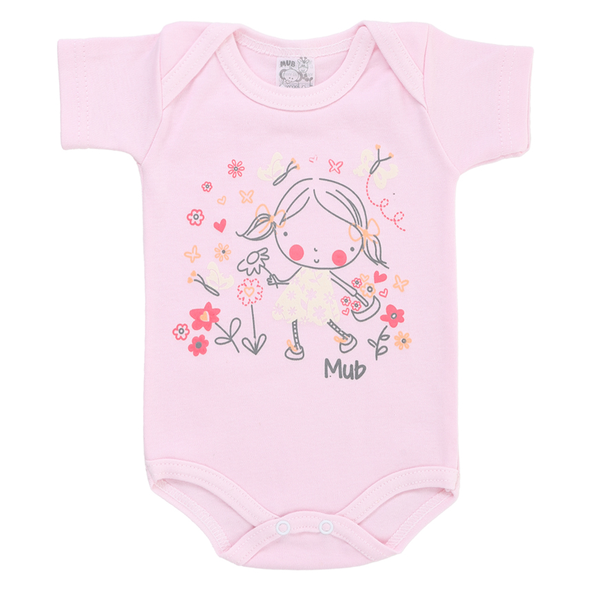 Kit Body Manga Curta Bebê Mub Estampado - 3 Peças