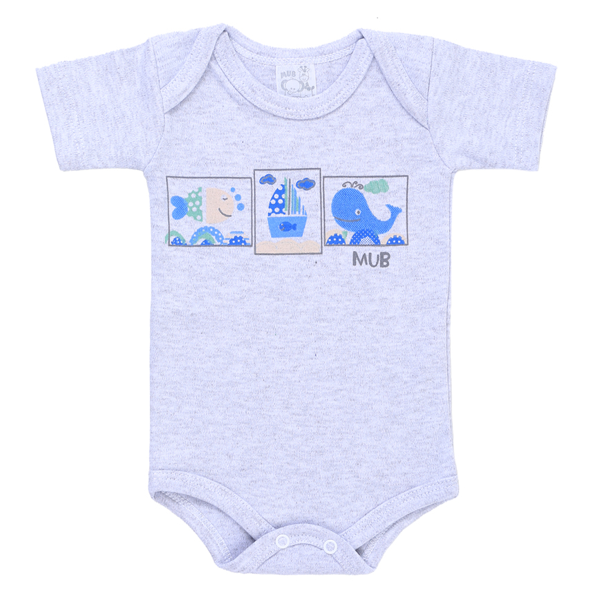 Kit Body Manga Curta Bebê Mub Estampado - 3 Peças