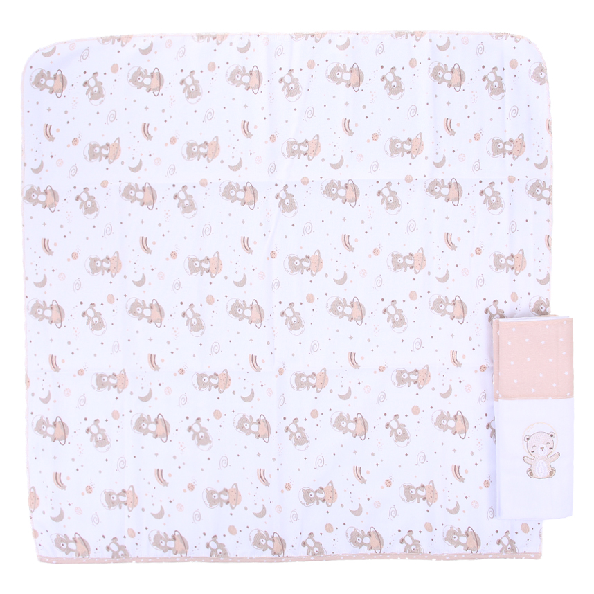 Kit Cueiro Bublim Manta Flanelada Bordado Urso - 2 Peças