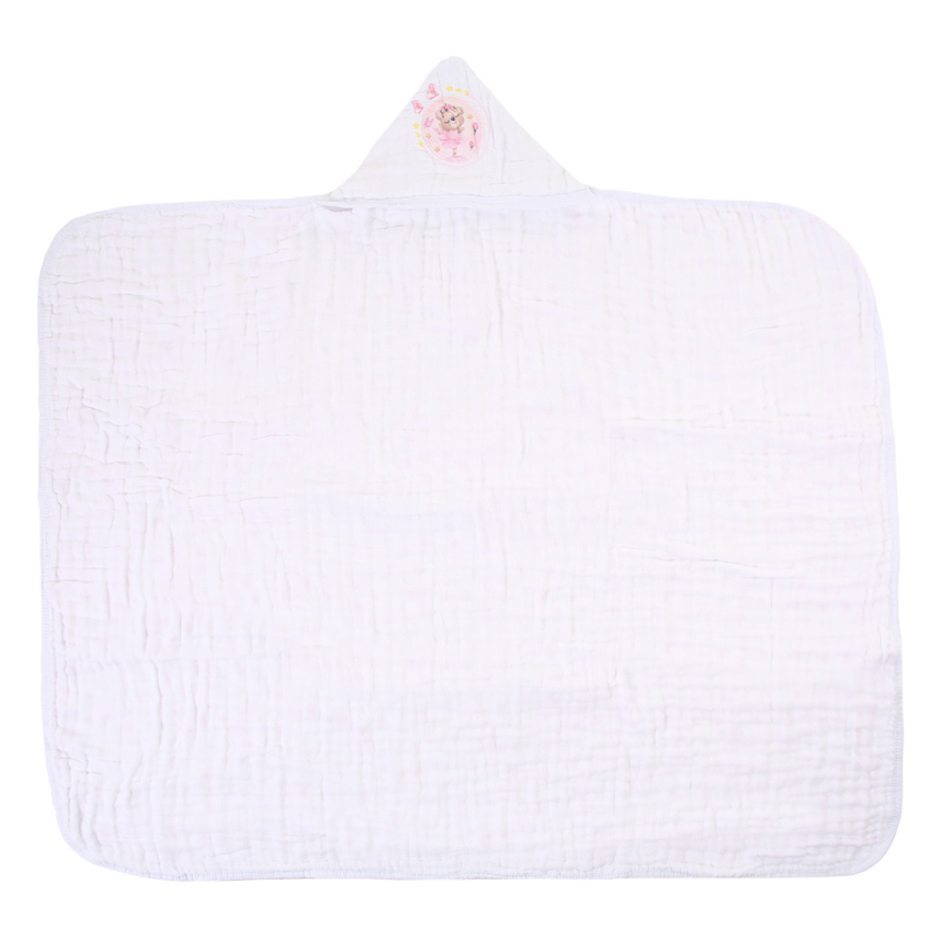 Toalha Com Capuz Muito Mimo Soft 3 Camadas Bordado Bailarina