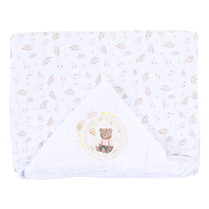 Toalha Com Capuz Muito Mimo Soft 3 Camadas Bordado Ursinho
