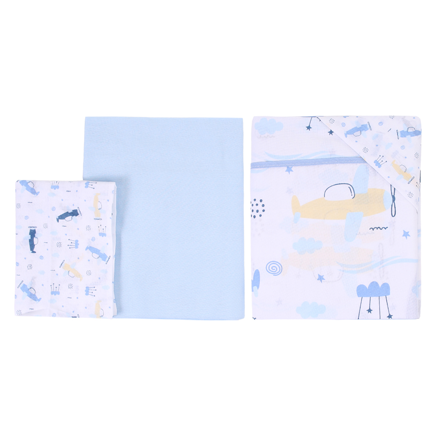 Jogo Lençol Berço Americano Baby Nice Avião - 3 Peças Jogo Lençol Berço Americano Baby Nice Avião - 3 Peças