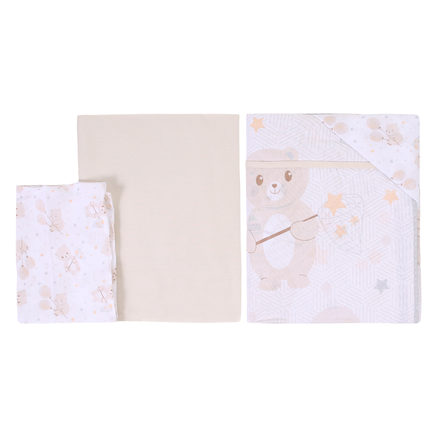 Jogo Lençol Berço Americano Baby Nice Urso - 3 Peças Jogo Lençol Berço Americano Baby Nice Urso - 3 Peças